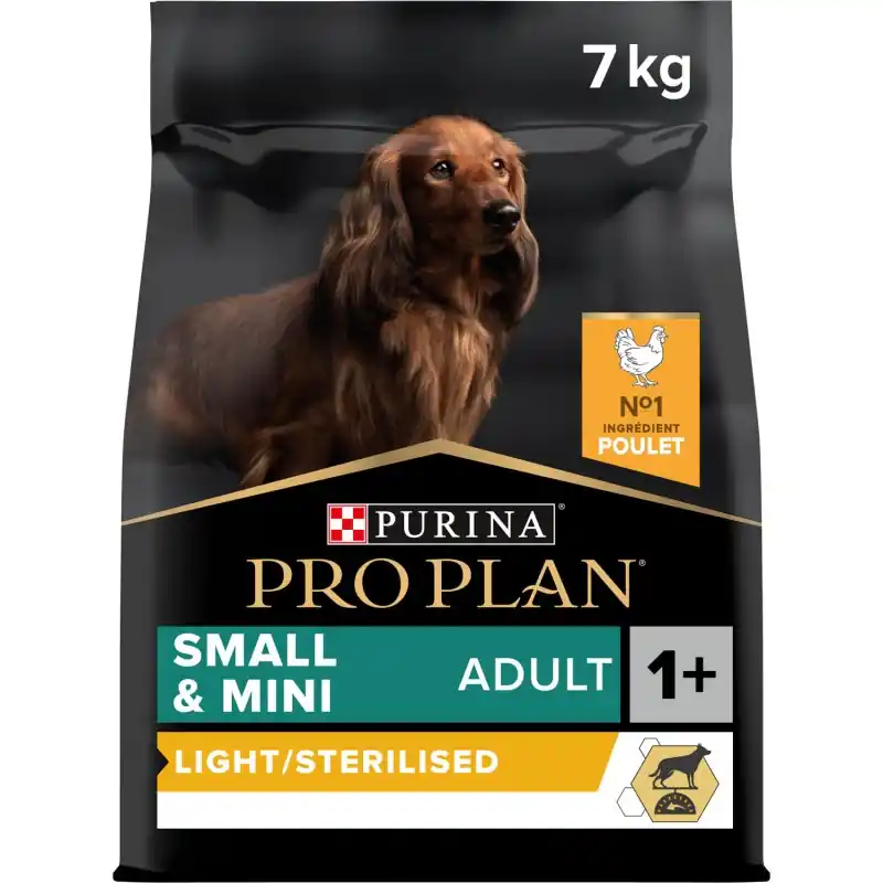 CROQUETTES CHIEN PRO PLAN SMALL & MINI ADULT LIGHT STERILISED RICHE EN POULET – 7 KG Quantité Limitée