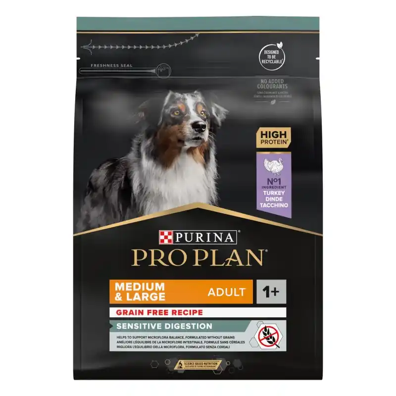 CROQUETTES CHIEN PRO PLAN MEDIUM & LARGE ADULT SENSITIVE DIGESTION AVEC OPTIDIGEST FORMULE SANS CÉRÉALES RICHE EN DINDE – 2.5KG Bon Plan