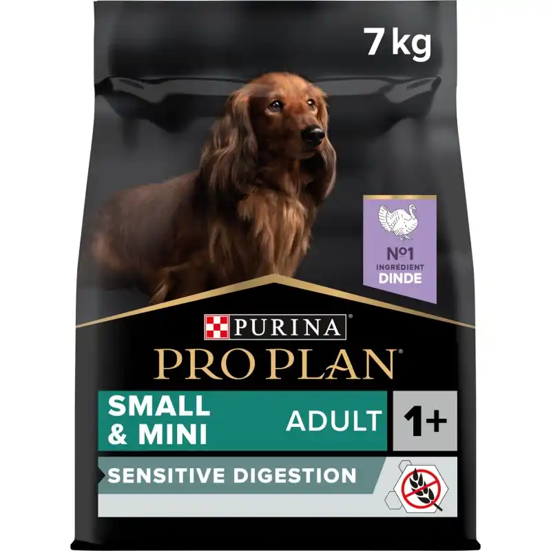 Authentique CROQUETTES CHIEN PRO PLAN SMALL & MINI ADULT SENSITIVE DIGESTION FORMULE SANS CÉRÉALES RICHE EN DINDE – 7KG