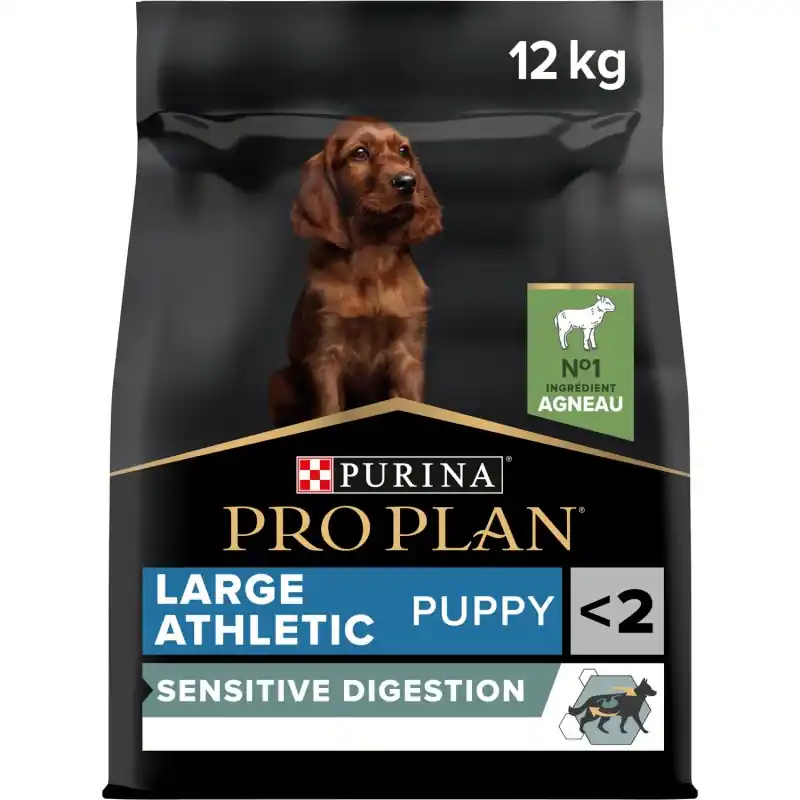 CROQUETTES CHIOT PRO PLAN – LARGE ATHLETIC PUPPY SENSITIVE DIGESTION RICHE EN AGNEAU – 12KG Nouvel Arrivage