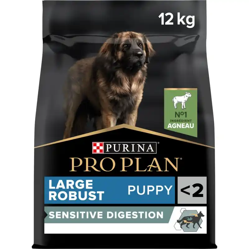CROQUETTES CHIOT PRO PLAN – LARGE ROBUST PUPPY SENSITIVE DIGESTION RICHE EN AGNEAU – 12KG Haute Qualité