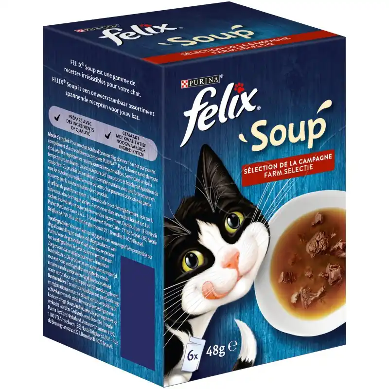 ALIMENT HUMIDE CHAT GELÉE FELIX SOUP – SÉLECTION DE LA CAMPAGNE – 6X48G Livraison Express