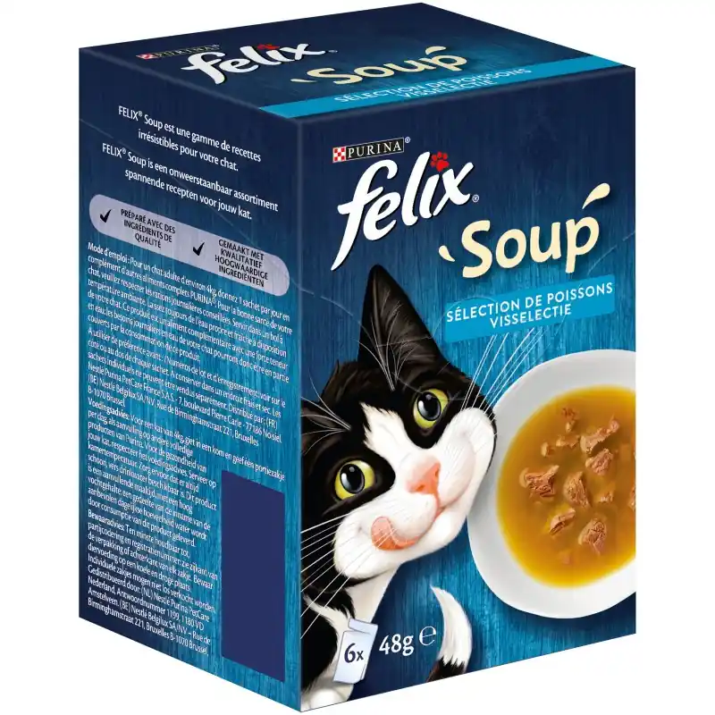Satisfait Ou Remboursé ALIMENT HUMIDE CHAT GELÉE FELIX SOUP – SÉLECTION DE POISSONS – 6X48G