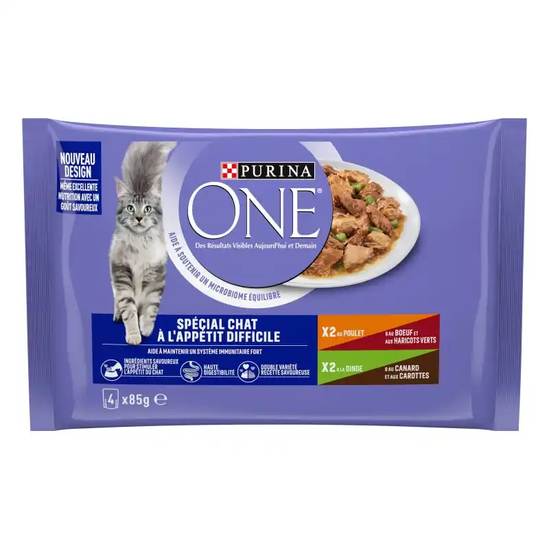 ALIMENT HUMIDE CHAT PURINA ONE SPÉCIAL CHAT DIFFICILE EFFILÉS EN SAUCE – 4X85G Livraison Express
