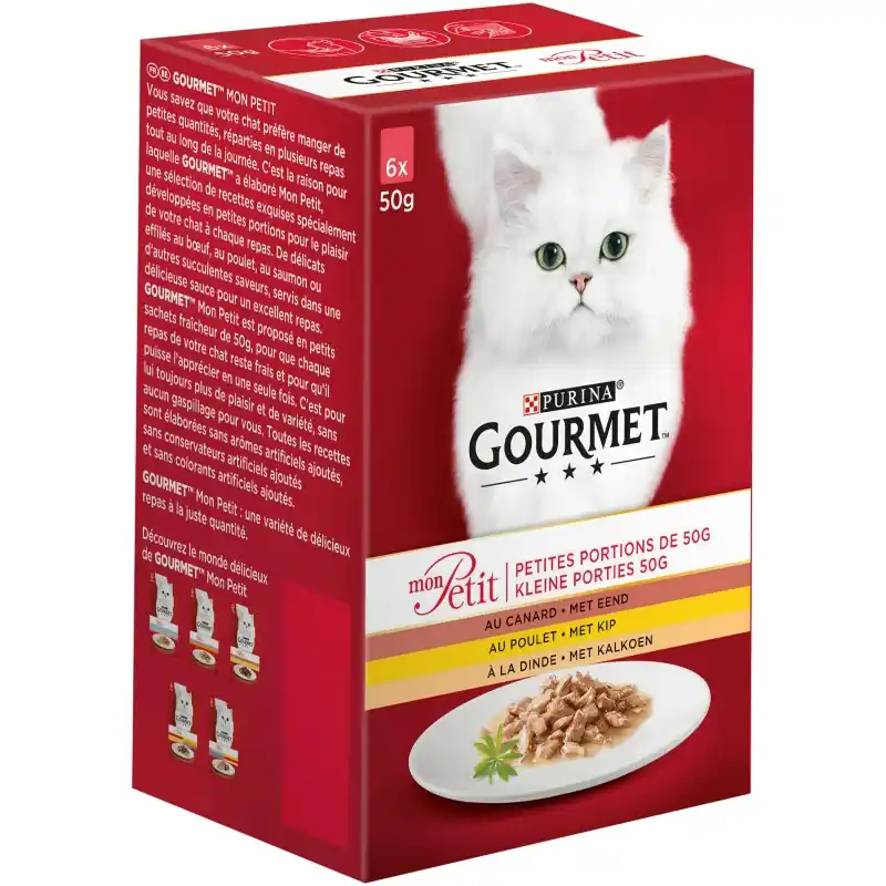 Commander Vite ALIMENT HUMIDE CHAT GOURMET MON PETIT AU POULET, AU CANARD, À LA DINDE – 6 X 50 G
