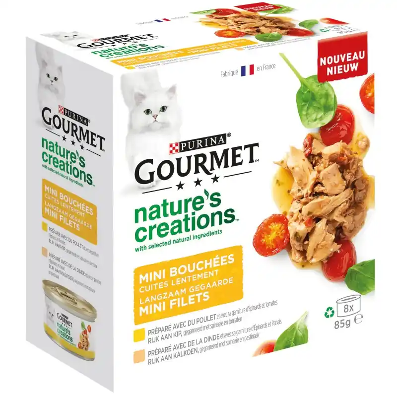 Promotion ALIMENT HUMIDE CHAT GOURMET NATURE‘S CREATION COFFRET DE VOLAILLE MULTIPACK – 8X85G