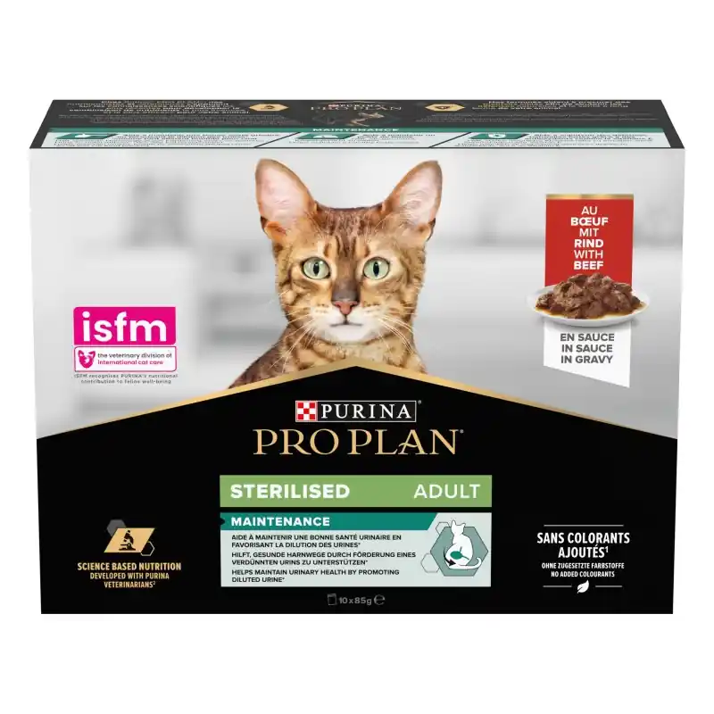 Affaire À Saisir ALIMENT HUMIDE CHAT PRO PLAN STERILISED MULTIPACK BOEUF – 10X85G