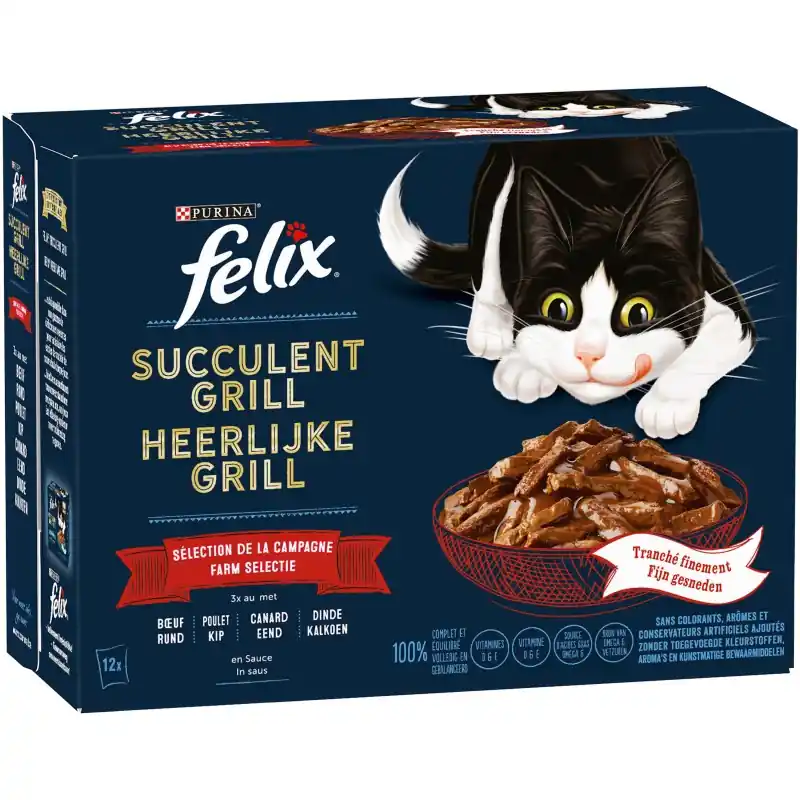 Must-Have ALIMENT HUMIDE CHAT FELIX SUCCULENT GRILL SÉLECTION DE LA CAMPAGNE – 12X80G