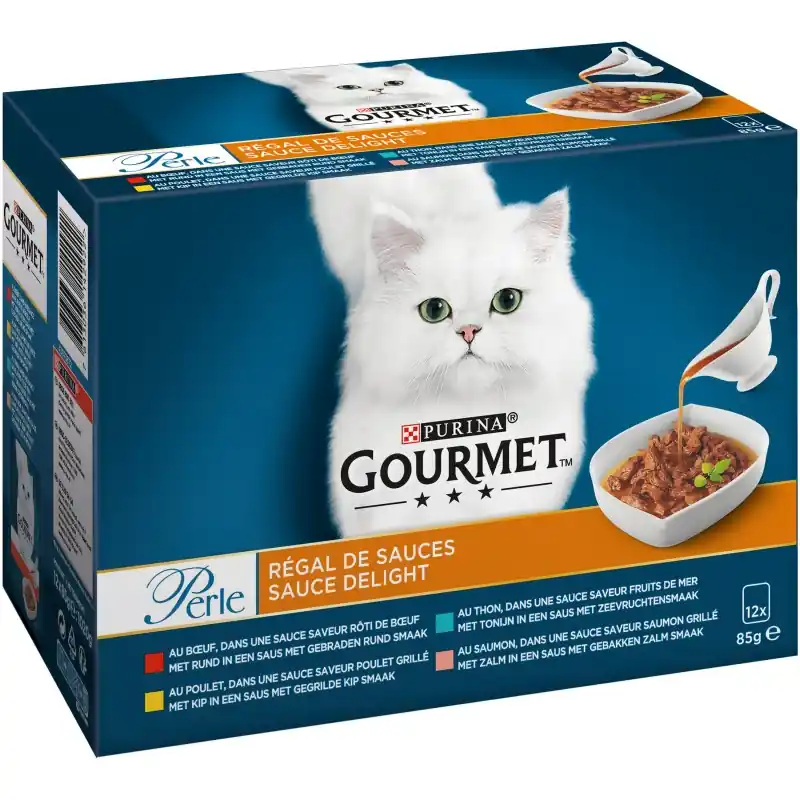 Haute Qualité ALIMENT HUMIDE CHAT GOURMET PERLE RÉGAL DE SAUCES – 12 X 85G