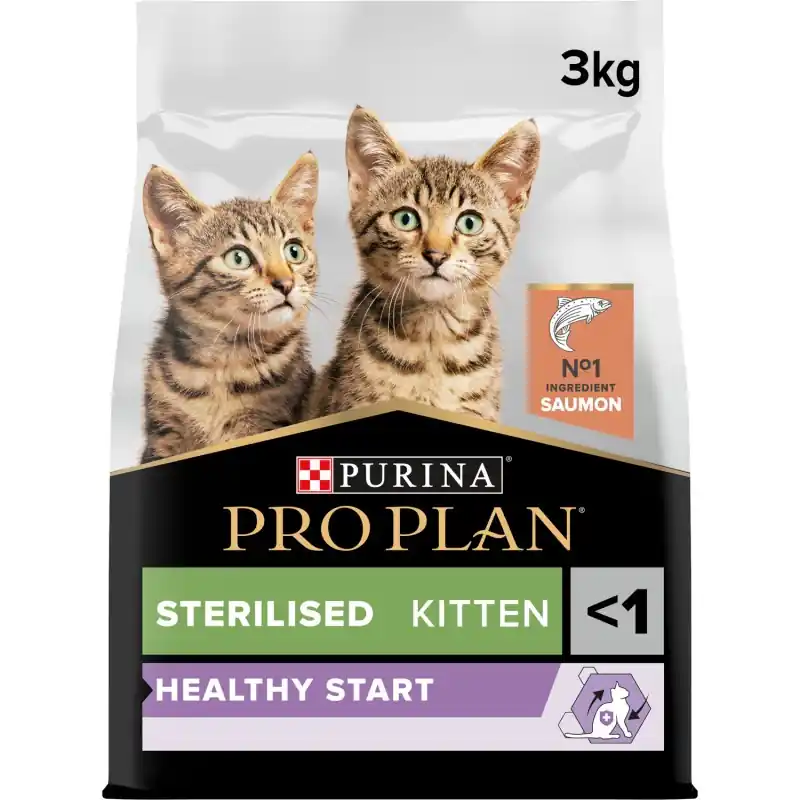 CROQUETTES CHATON PRO PLAN STERILISÉ AU SAUMON KITTEN – 3KG Affaire À Saisir