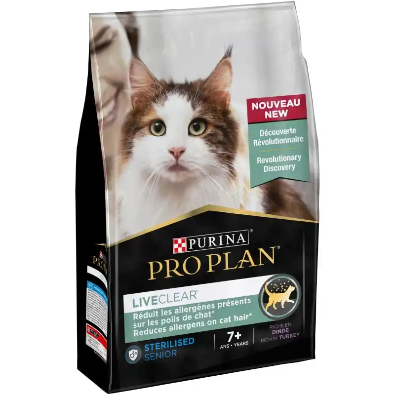 Acheter En Ligne CROQUETTES CHAT PURINA PRO PLAN LIVECLEAR SENIOR STÉRILISÉ – 7+ – RICHE EN DINDE – 2,8KG