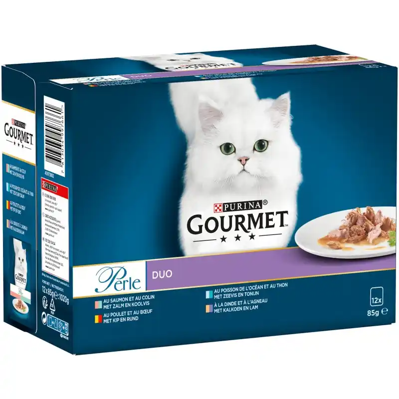 ALIMENT HUMIDE CHAT GOURMET PERLE DUO A LA VIANDE ET AU POISSON – 12 X 85 G Top Vente