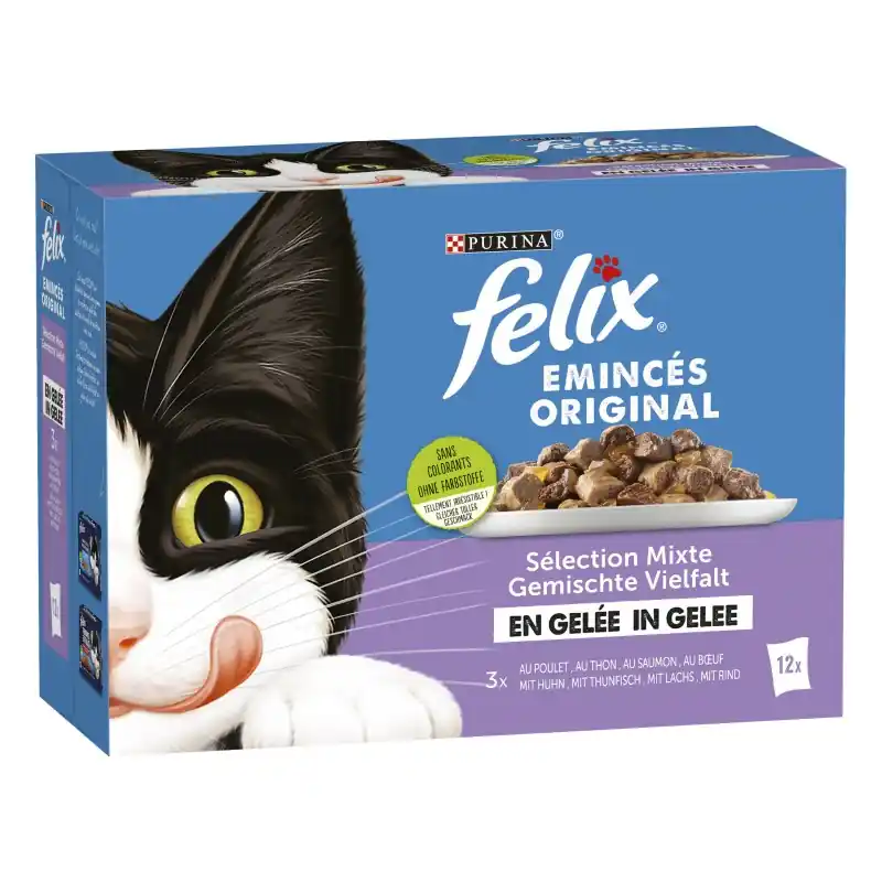 ALIMENT HUMIDE CHAT FELIX EMINCÉS EN GELÉE SÉLECTION MIXTE 12X85G Meilleur Choix