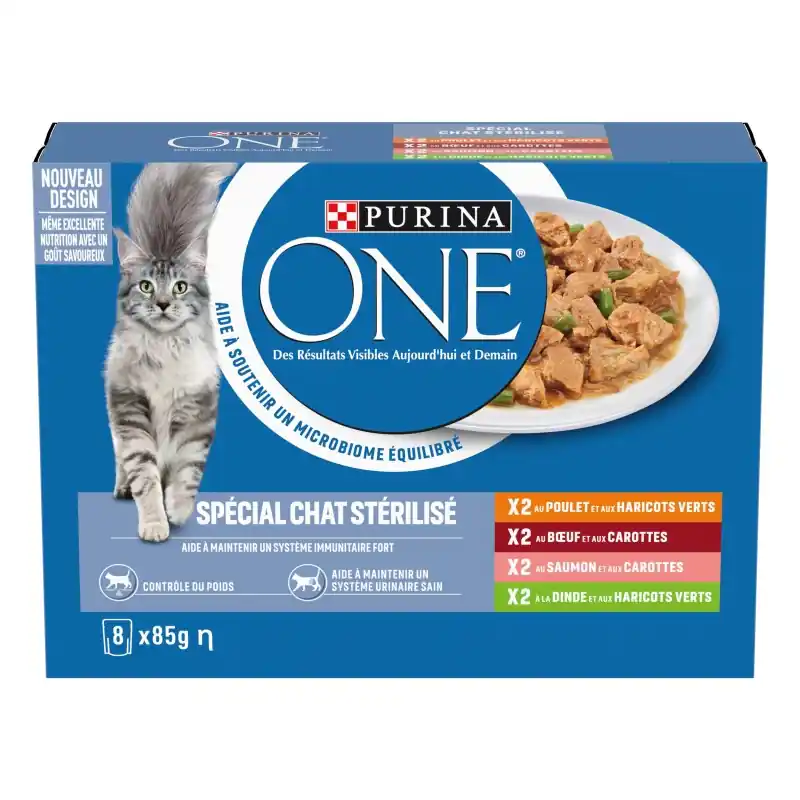 ALIMENT HUMIDE CHAT PURINA ONE CHAT STÉRILISÉ – MULTIVARIÉTÉS – 8 X 85 G Commander Vite