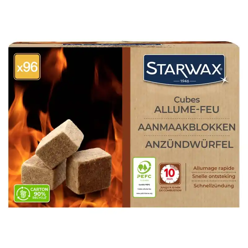 Jusqu&rsquo;à Épuisement Des Stocks CARRÉS ALLUME-FEU NATURELS BARBECUE POÊLE CHEMINÉE x96 – STARWAX