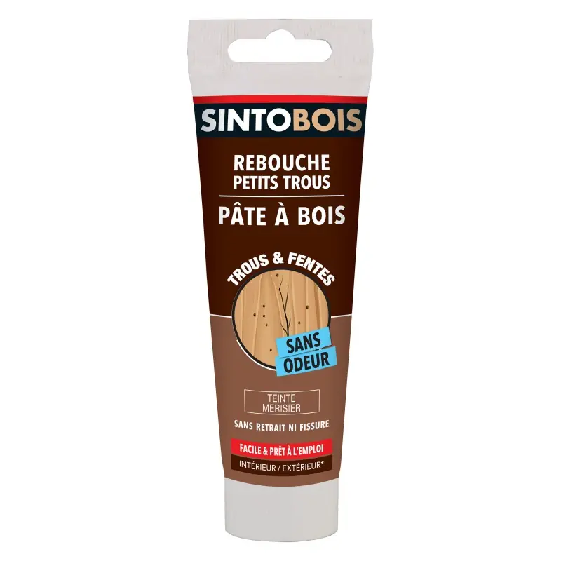 Meilleur Prix PÂTE A BOIS REBOUCHE TROUS TEINTE MÉRISIER 80G – SINTOBOIS