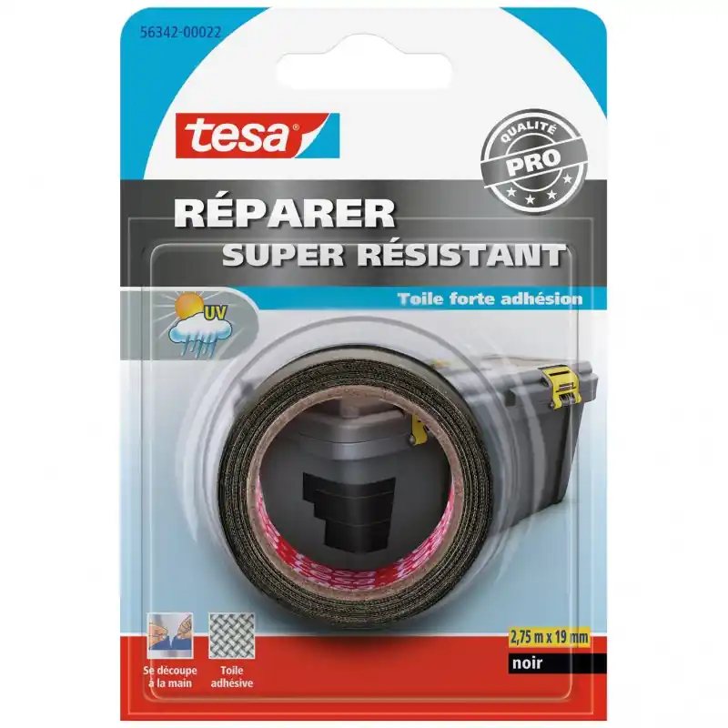 ADHÉSIF TOILÉ RÉSISTANT NOIR 2.75MX19MM – TESA Expédition Rapide