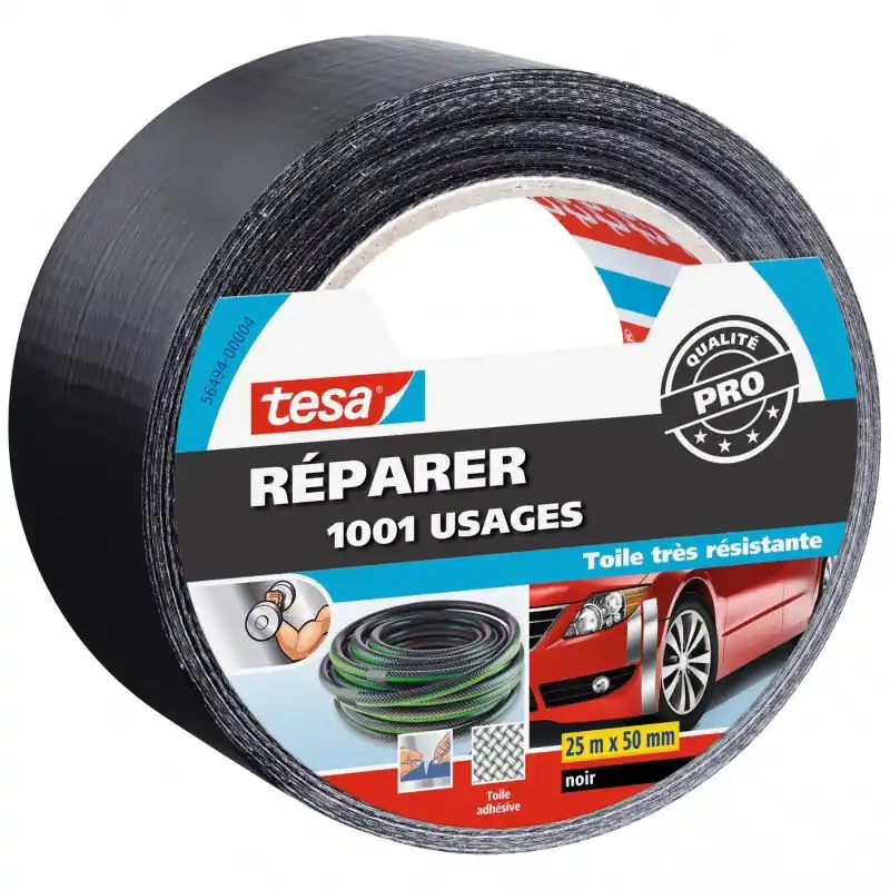 Acheter Direct ADHÉSIF TOILE DE RÉPARATION NOIR 25MX50MM – TESA