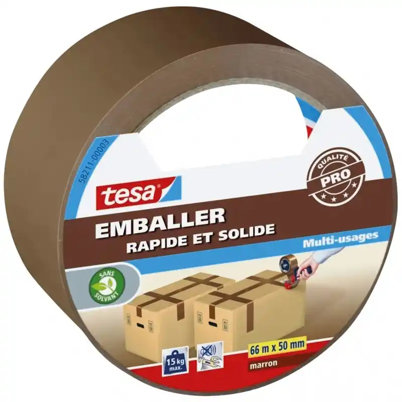 ADHÉSIF EMBALLAGE RAPIDE & SOLIDE MARRON 66MX50MM – TESA Commande En Gros