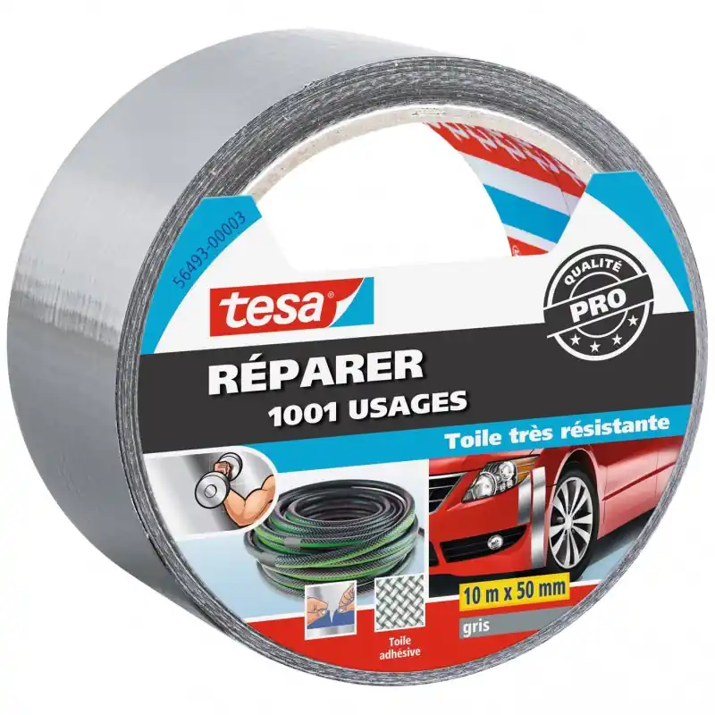 Quantité Limitée ADHÉSIF TOILE DE RÉPARATION GRIS 10MX50MM – TESA