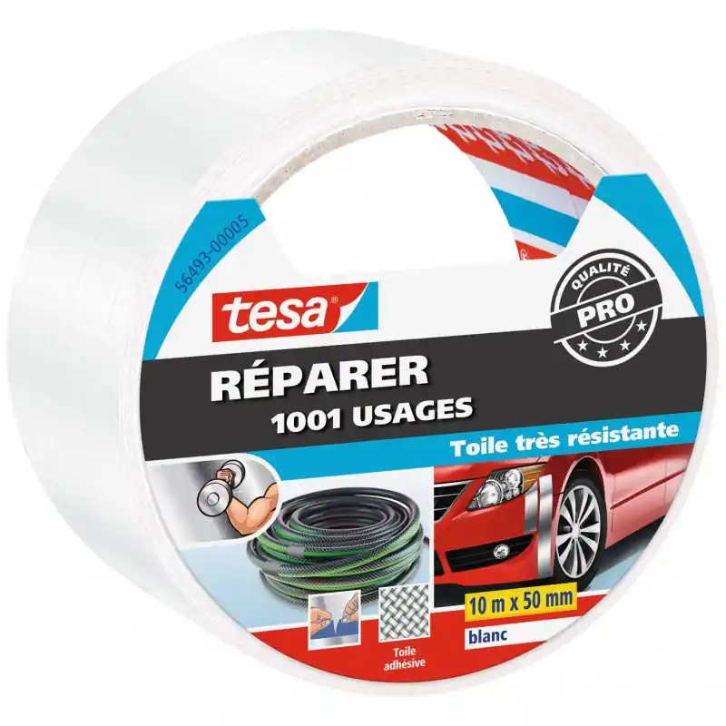 ADHÉSIF TOILE DE RÉPARATION BLANC 10MX50MM – TESA Top Vente