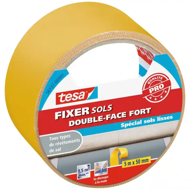 ADHÉSIF DOUBLE-FACE SOLS LISSES 5MX50MM – TESA Dernière Chance