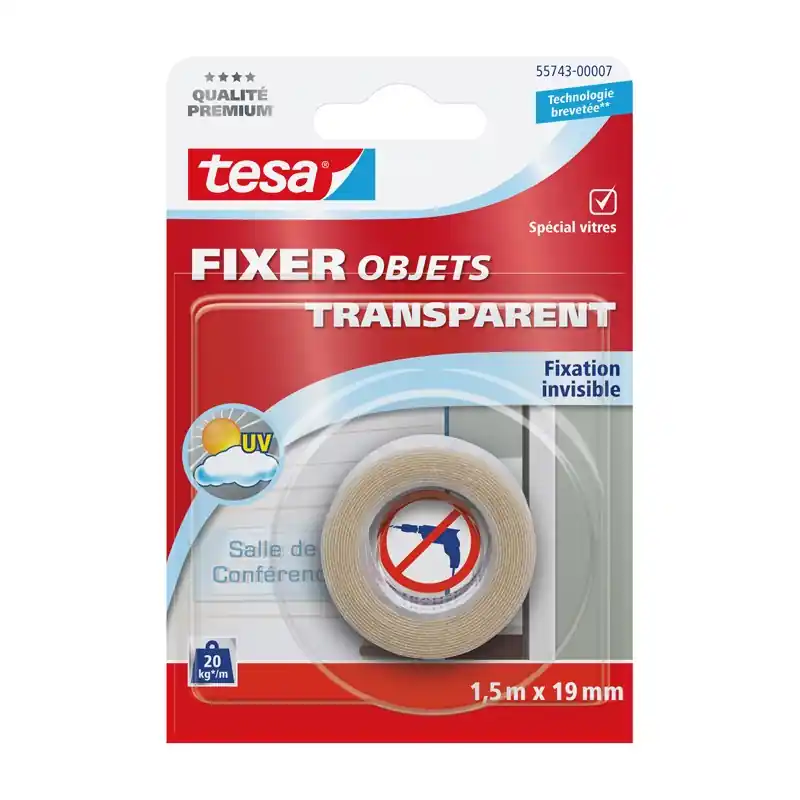 Authentique ADHÉSIF DOUBLE-FACE TRANSPARENT 1.5MX19MM – TESA