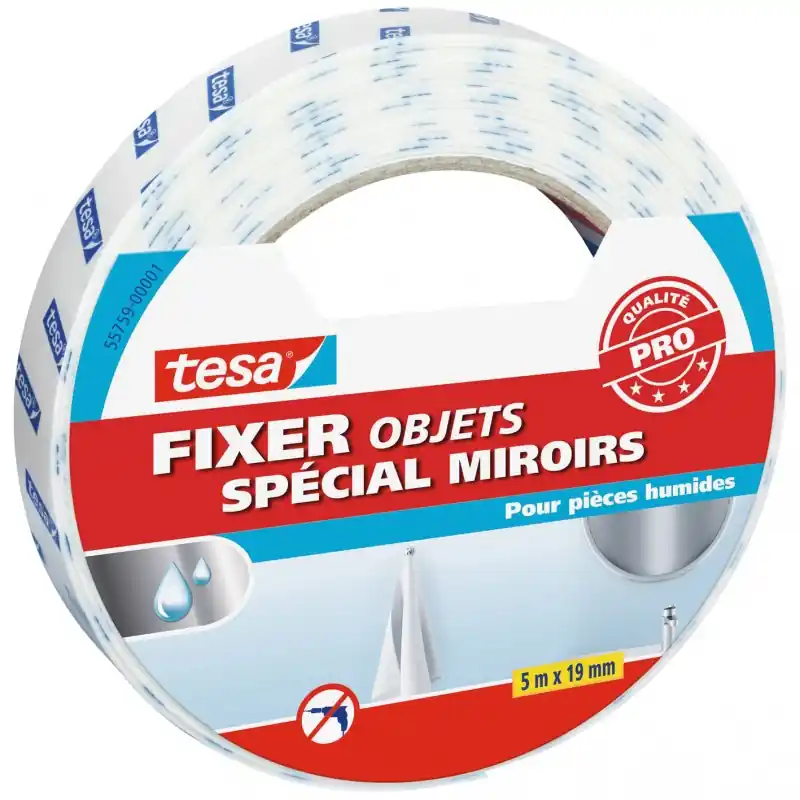 Certifié ADHÉSIF FIXATION SPÉCIAL MIRROIRS 5MX19MM – TESA
