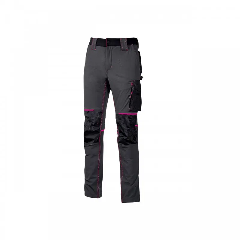 PANTALON DE TRAVAIL FEMME ATOM LADY GRIS FUCHSIA – U-POWER Produit De Marque