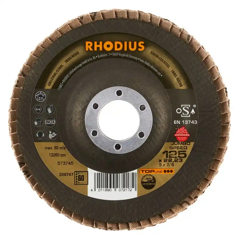 Meilleure Vente DISQUE A LAMELLES – JUMBO SPEED EXTENDED – 125 x 22.23 MM – GRAINS 60 – RHODIUS