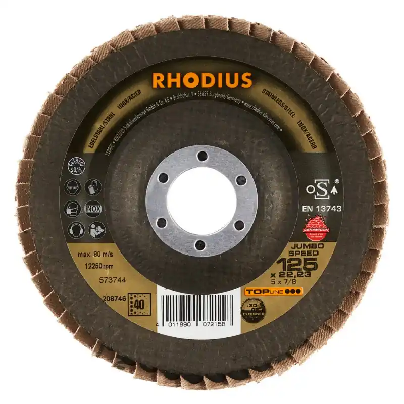 Prix Promo DISQUE A LAMELLES – JUMBO SPEED EXTENDED – 125 x 22.23 MM – GRAINS 40 – RHODIUS