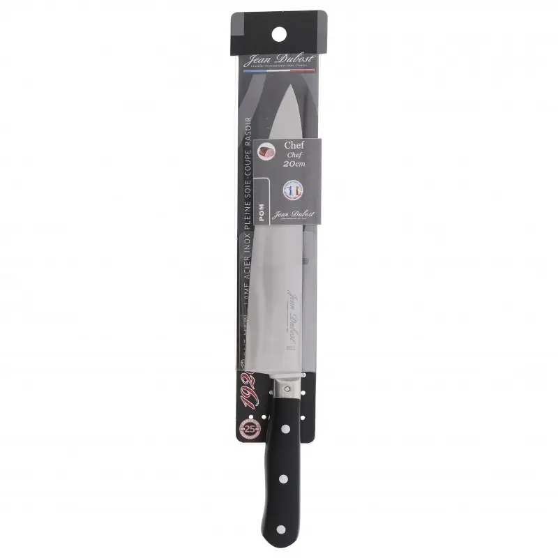COUTEAU CHEF - 20 CM - MANCHE POM NOIR - INOX - JEAN DUBOST Seulement Aujourd'hui