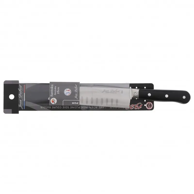 Promotion COUTEAU SANTOKU - 16.5 CM - MANCHE POM NOIR - INOX - JEAN DUBOST
