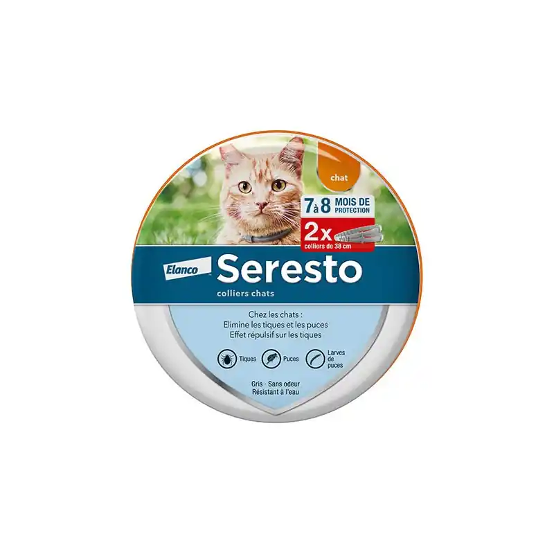 Certifié 2 COLLIERS ANTIPARASITAIRES CHATS – SERESTO