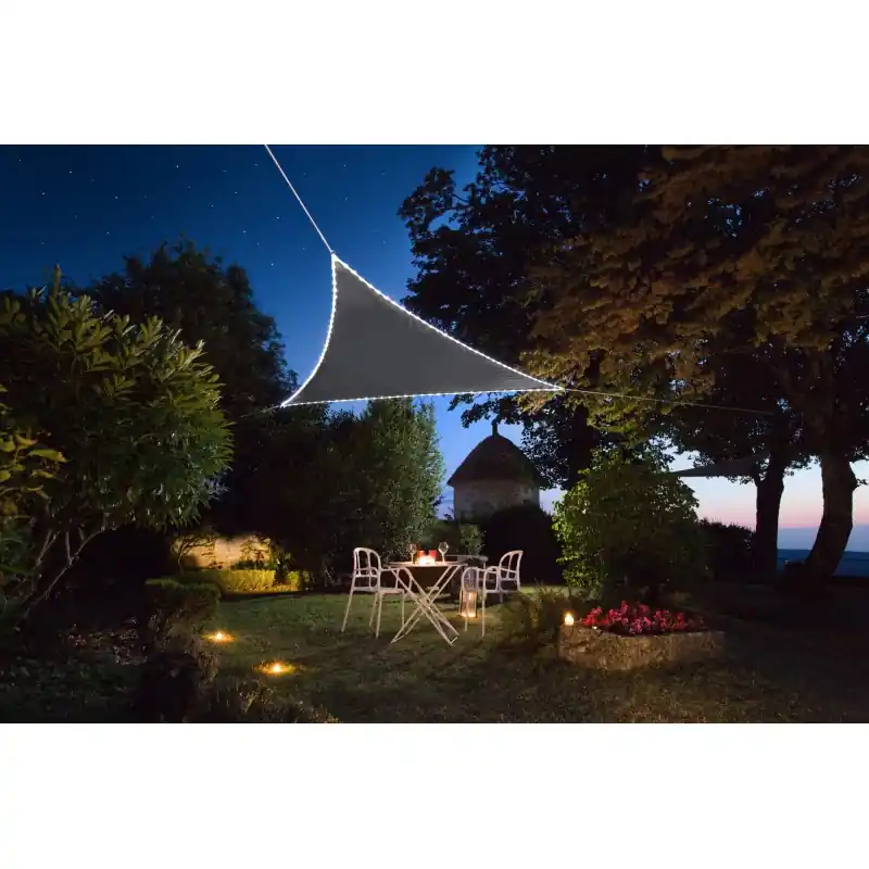VOILE OMBRAGE TRIANGULAIRE 3.6M + LEDS – MOREL Haute Qualité