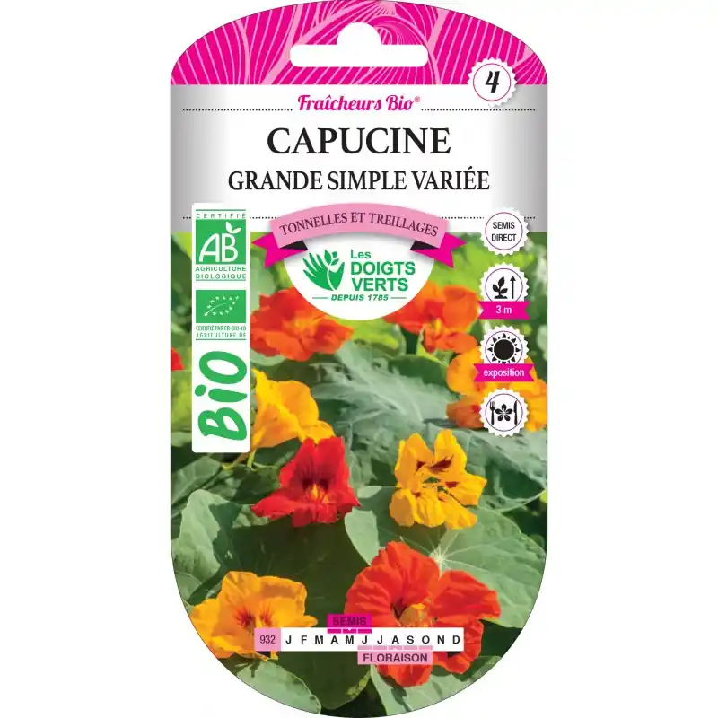 CAPUCINE GRANDE SIMPLE VARIÉE BIO - CATÉGORIE 4 - LES DOIGTS VERTS Vente Flash