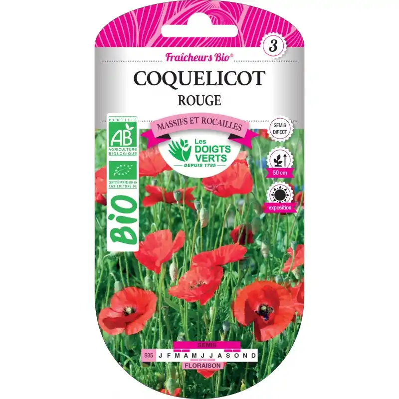 COQUELICOT ROUGE BIO – CATÉGORIE 3 – LES DOIGTS VERTS Nouvelle Collection