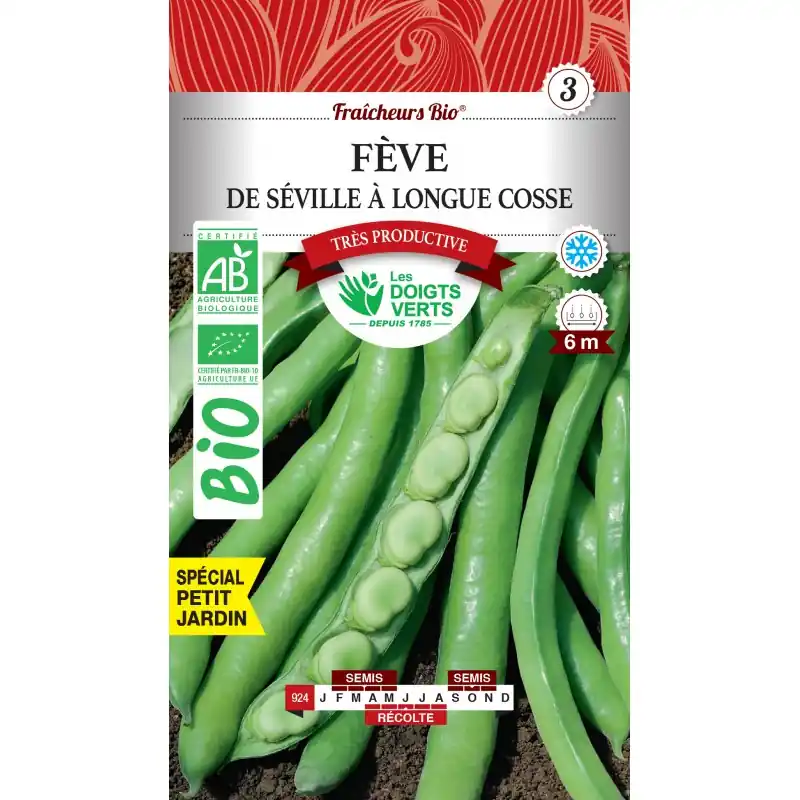 Expédition Rapide FÈVE DE SÉVILLE A LONGUE COSSE BIO - CATÉGORIE 3 - LES DOIGTS VERTS