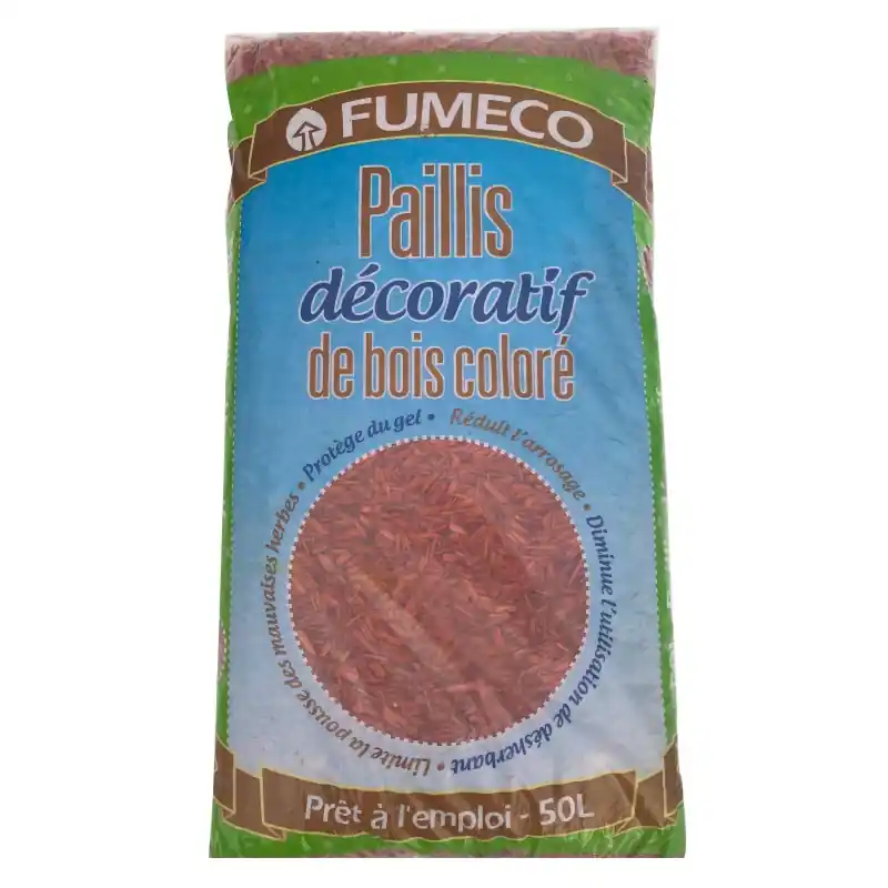 Expédié Aujourd'hui PAILLIS DE BOIS COLORÉ ROUGE 50L - FUMECO