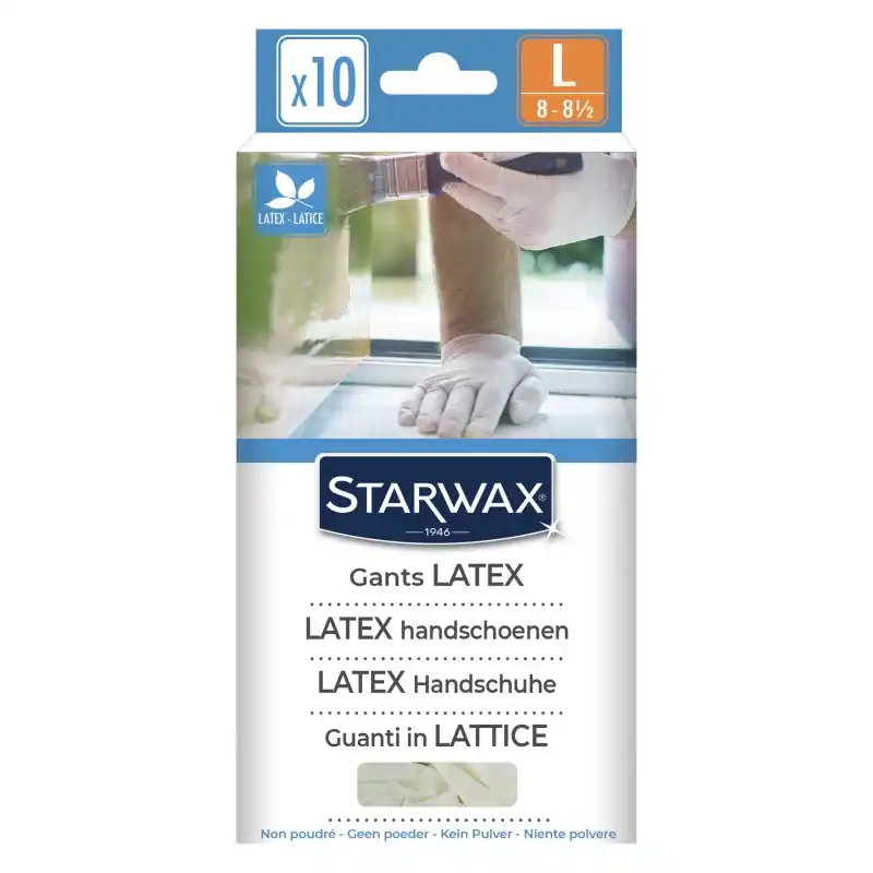GANTS LATEX TAILLE L BOITE DE 10 – STARWAX Réduction