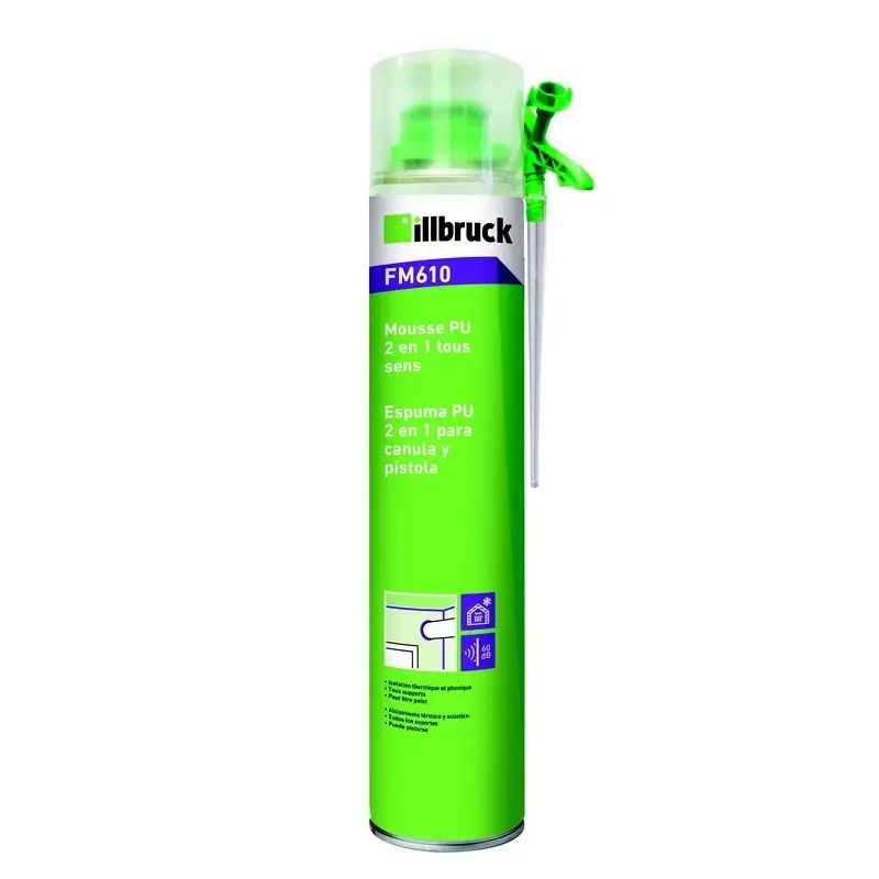 MOUSSE POLYURÉTHANE FM610 VERT 2 EN 1 – 750 ML – ILLBRUCK Jusqu&rsquo;à Épuisement Des Stocks