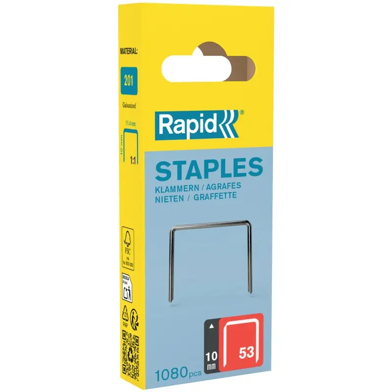 Offre Du Jour Agrafes en fil fin n° 53/10 mm de Rapid, 1080pcs - RAPID