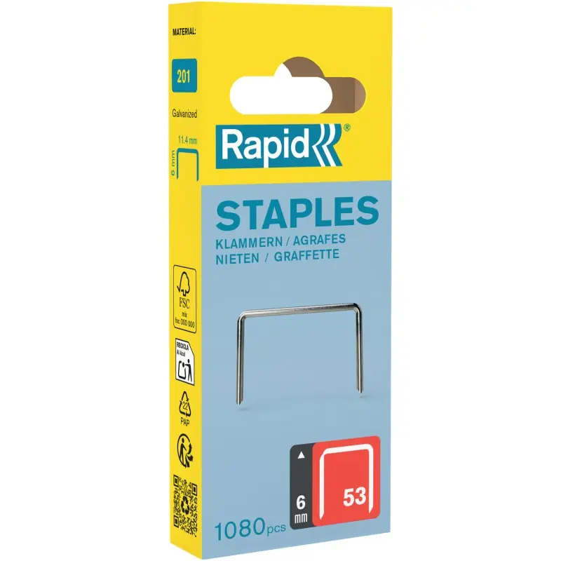 Agrafes en fil fin n° 53/6 mm de Rapid, 1080 pcs – RAPID Livraison Express