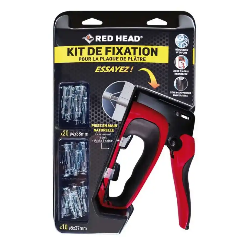 Produit De Marque KIT PINCE PRO + 20 CHEVILLES Ø4X38MM + 10 CHEVILLES Ø5X37MM - RED HEAD